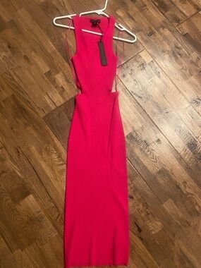 House of Harlow 1960 Fuchsia Ribbed Midi Dress